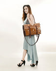 American Darling Tote Hand Tooled Hair On Genuine Leather Women Bag Western Handbag Purse