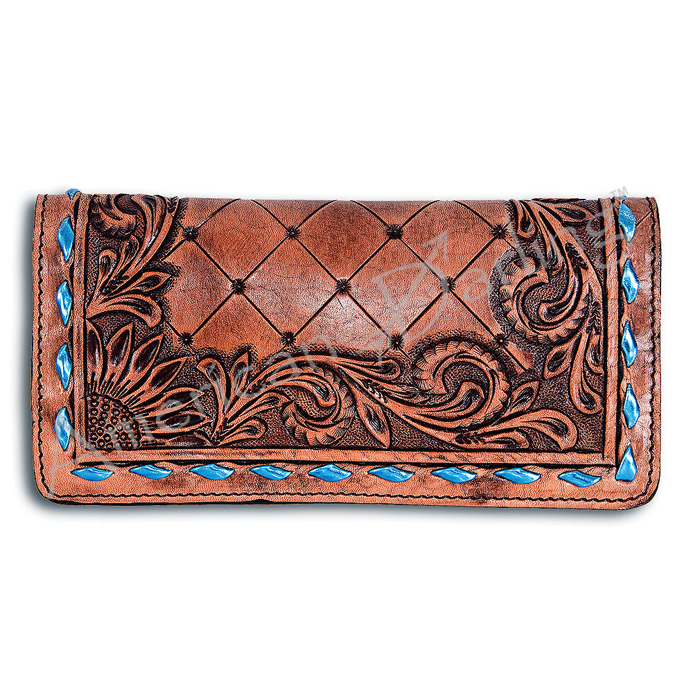 American Darling ADBG495BR Wallet Hand Tooled Genuine Leather Women Bag Western Handbag Purse