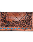 American Darling ADBG495BR Wallet Hand Tooled Genuine Leather Women Bag Western Handbag Purse