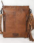 ADBG465BRW American Darling Hand Tooled Hair On Genuine Leather Women Bag Western Handbag Purse