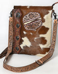ADBG465BRW American Darling Hand Tooled Hair On Genuine Leather Women Bag Western Handbag Purse
