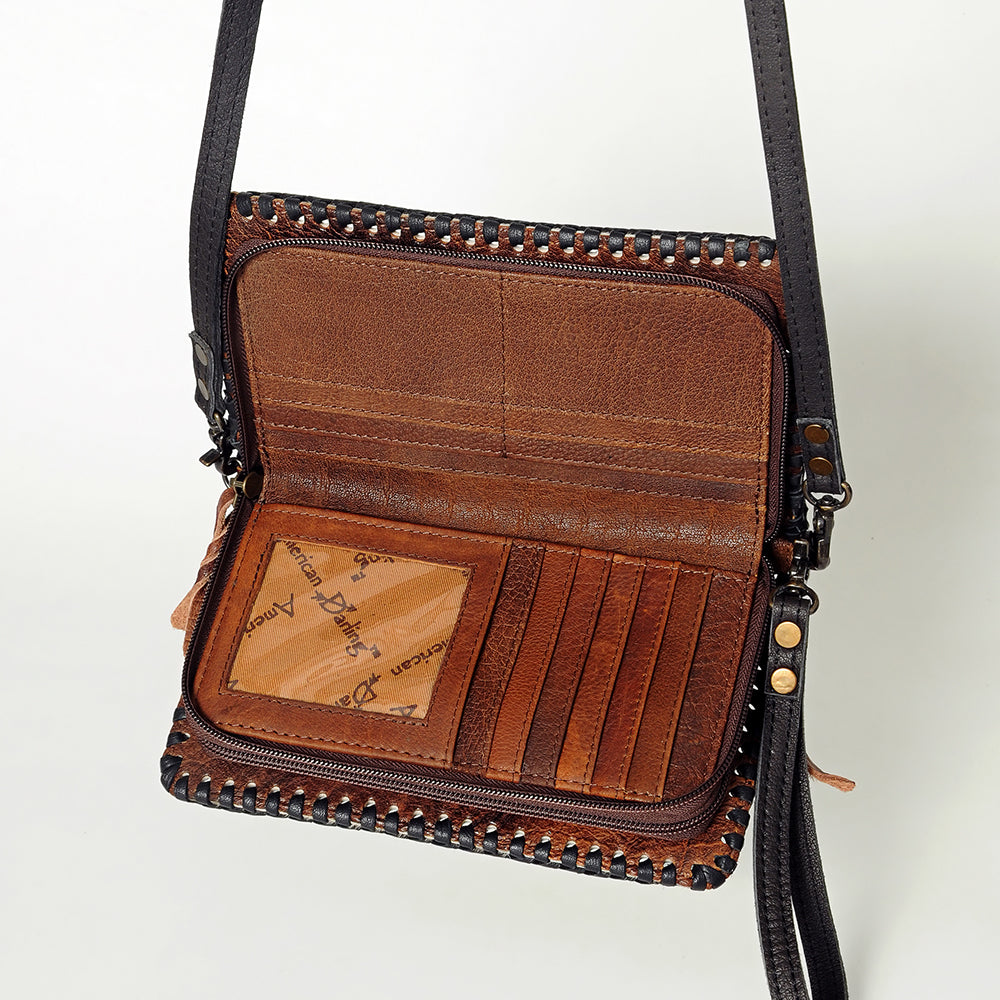 American Darling ORGANISER Upcycled Wool Genuine Leather women bag western handbag purse