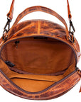 American Darling ADBG498A Canteen Hand Tooled Genuine Leather Women Bag Western Handbag Purse