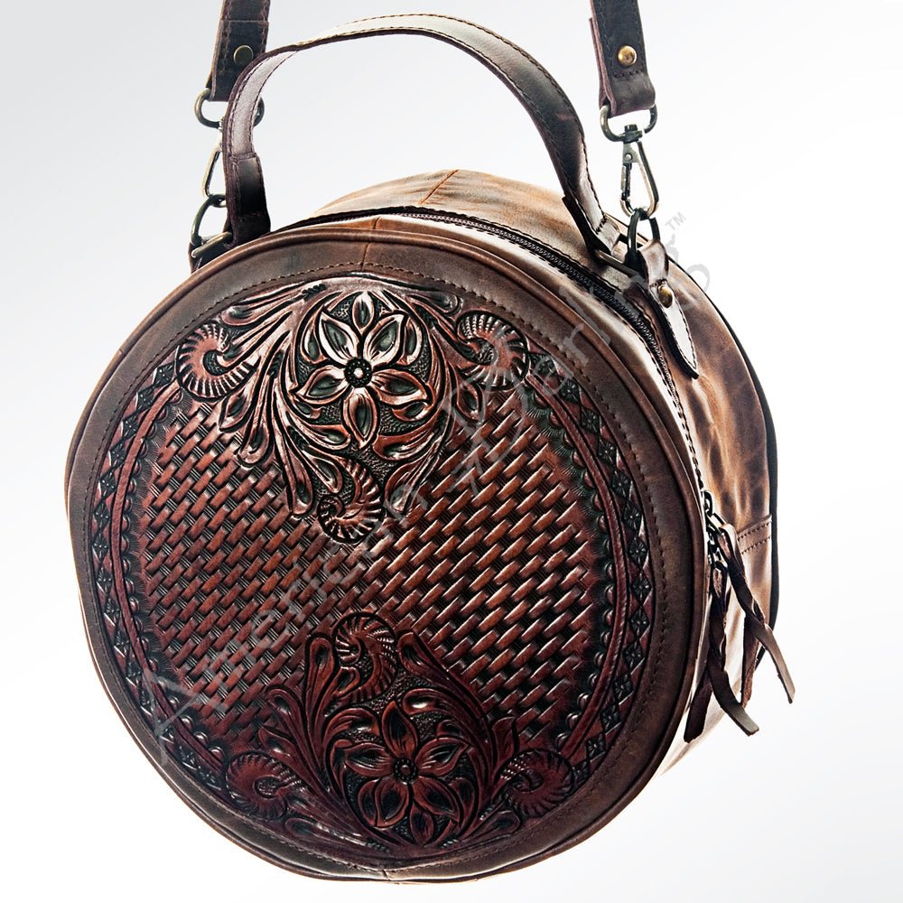 American Darling ADBG498A Canteen Hand Tooled Genuine Leather Women Bag Western Handbag Purse
