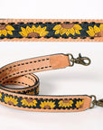 American Darling ADSTF101BKBU Hand Tooled Genuine Leather Crossbody Handle Strap For Bags
