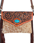 American Darling ADBGD101 Envelope Hand Tooled Hair-On Genuine Leather Women Bag Western Handbag Purse