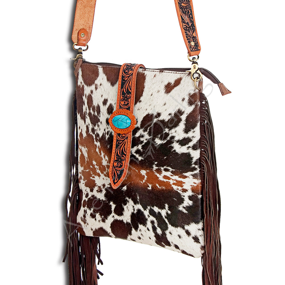 American Darling ADBGD102 Large Crossbody Hair-On Genuine Leather Women Bag Western Handbag Purse