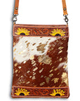 ADBG336SUNF American Darling Hand Tooled Hair On Genuine Leather Women Bag Western Handbag Purse