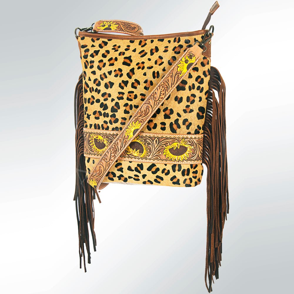 American Darling Messenger Hand Tooled Hair On Genuine Leather Women Bag Western Handbag Purse