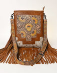 American Darling Messenger Hand Tooled Hair On Genuine Leather Women Bag Western Handbag Purse