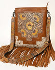 American Darling Messenger Hand Tooled Hair On Genuine Leather Women Bag Western Handbag Purse