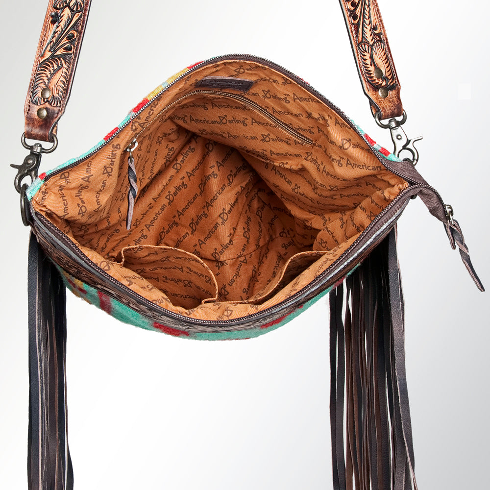 American Darling ADBGZ158 Signature Crossbody Hand Tooled Saddle Blanket Genuine Leather Women Bag Western Handbag Purse