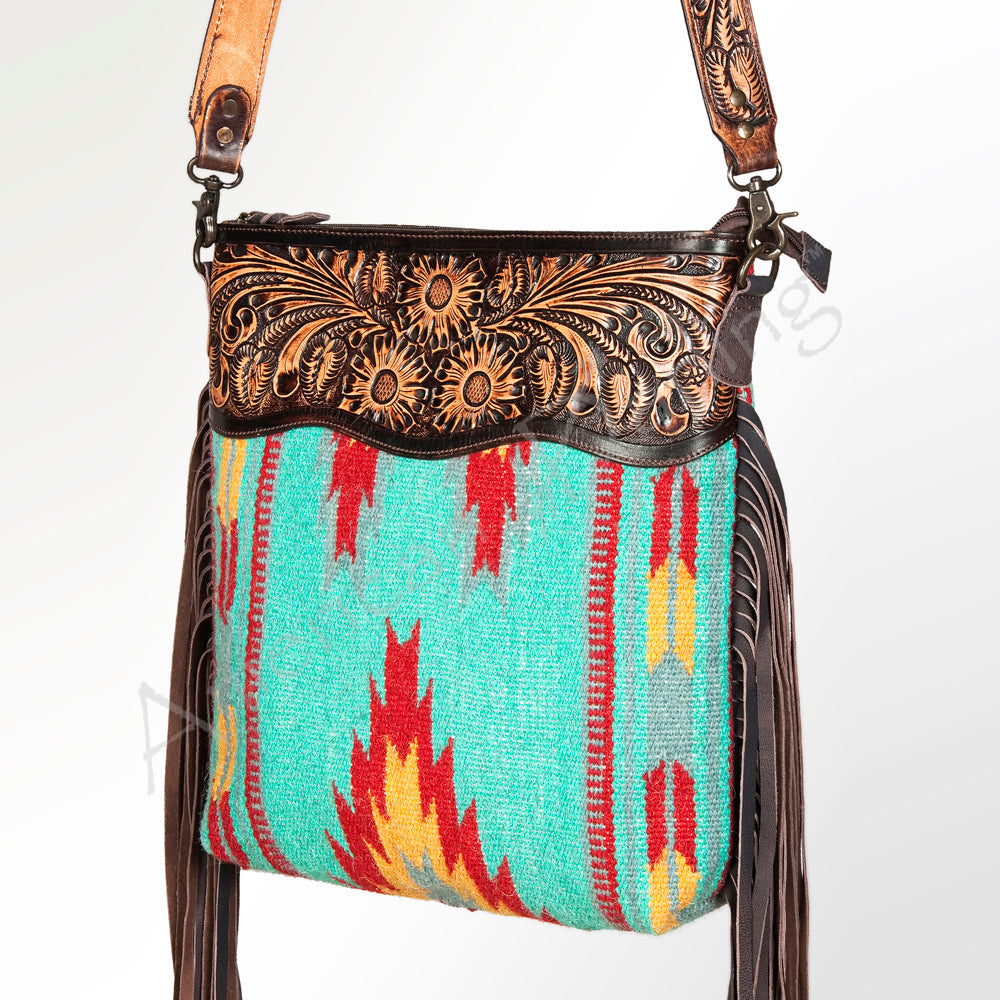 American Darling ADBGZ158 Signature Crossbody Hand Tooled Saddle Blanket Genuine Leather Women Bag Western Handbag Purse