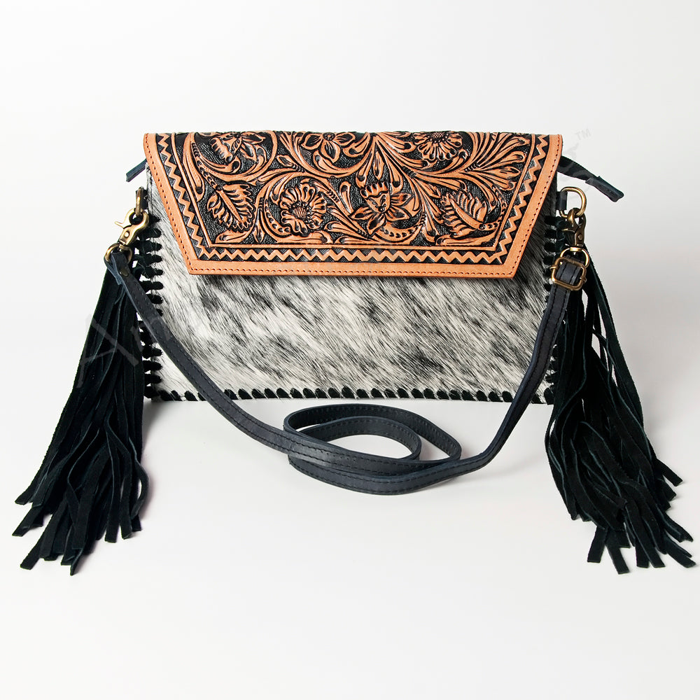 American Darling ADBGD111 Envelope Hand Tooled Hair-On Genuine Leather Women Bag Western Handbag Purse
