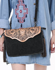 American Darling ADBGD113 Envelope Hand Tooled Genuine Leather Women Bag Western Handbag Purse