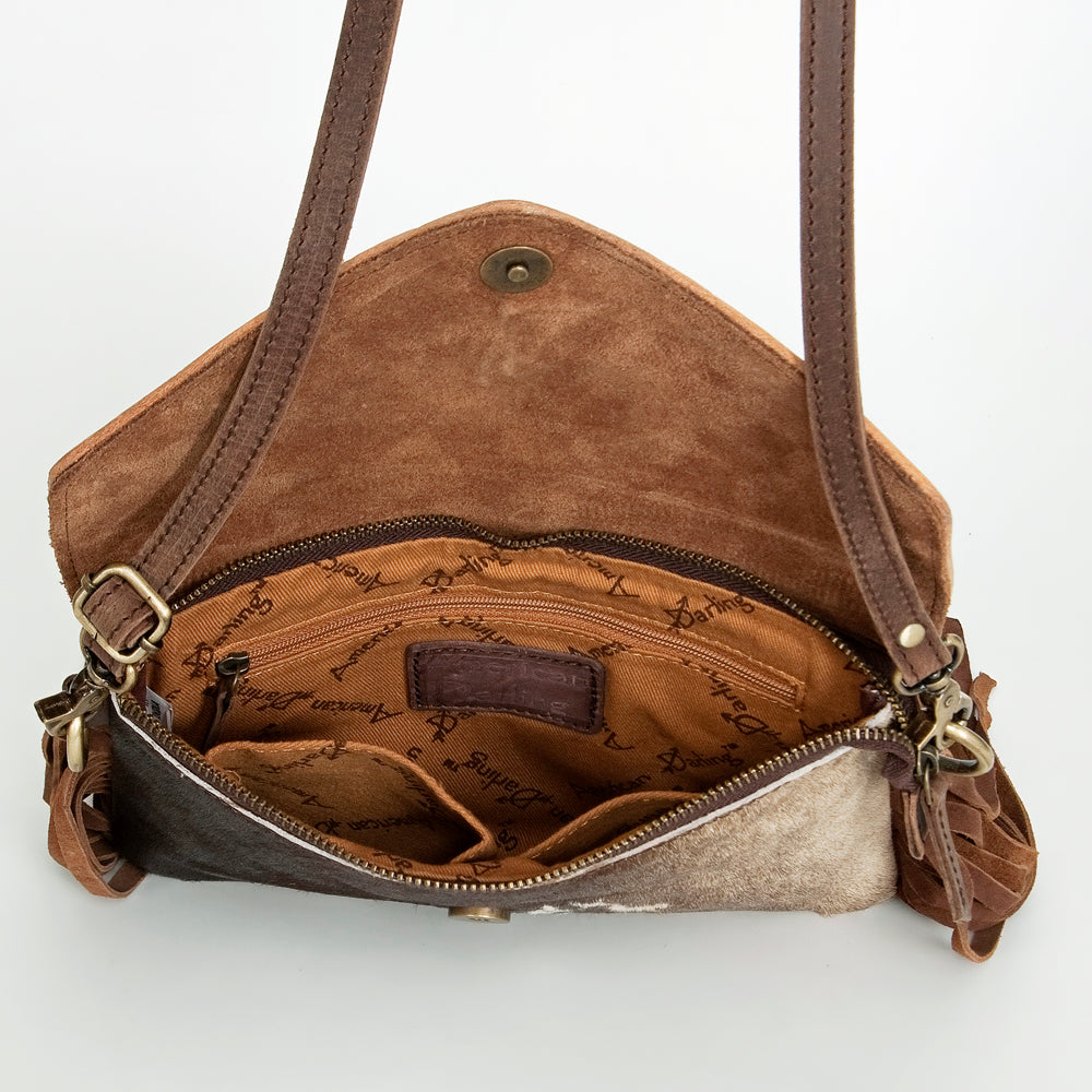 American Darling Envelope Hand Tooled Hair-On Genuine Leather Women Bag Western Handbag Purse | for Cute