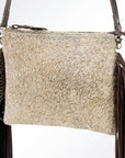 American Darling Western Small Crossbody Bag – Genuine Hair-On Cowhide Leather with Fringes, Adjustable Strap, Handcrafted in Texas
