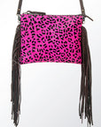 American Darling Western Small Crossbody Bag – Genuine Hair-On Cowhide Leather with Fringes, Adjustable Strap, Handcrafted in Texas