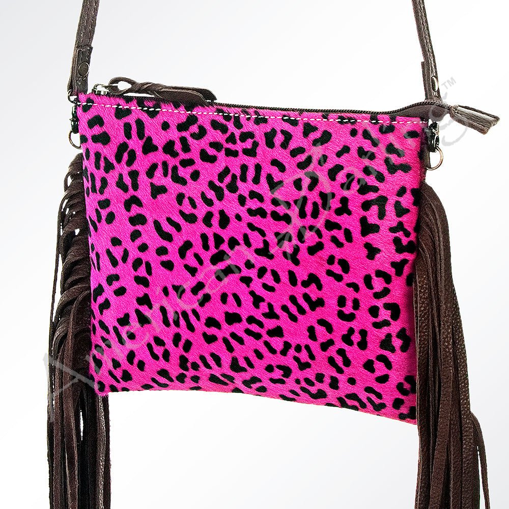 American Darling Western Small Crossbody Bag – Genuine Hair-On Cowhide Leather with Fringes, Adjustable Strap, Handcrafted in Texas