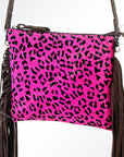 American Darling Western Small Crossbody Bag – Genuine Hair-On Cowhide Leather with Fringes, Adjustable Strap, Handcrafted in Texas