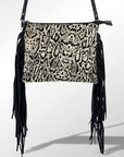 American Darling Western Small Crossbody Bag – Genuine Hair-On Cowhide Leather with Fringes, Adjustable Strap, Handcrafted in Texas