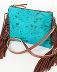 American Darling Western Small Crossbody Bag – Genuine Hair-On Cowhide Leather with Fringes, Adjustable Strap, Handcrafted in Texas