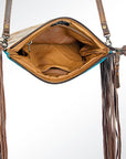American Darling Western Small Crossbody Bag – Genuine Hair-On Cowhide Leather with Fringes, Adjustable Strap, Handcrafted in Texas