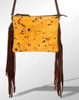 American Darling Western Small Crossbody Bag – Genuine Hair-On Cowhide Leather with Fringes, Adjustable Strap, Handcrafted in Texas