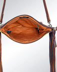 American Darling Western Small Crossbody Bag – Genuine Hair-On Cowhide Leather with Fringes, Adjustable Strap, Handcrafted in Texas