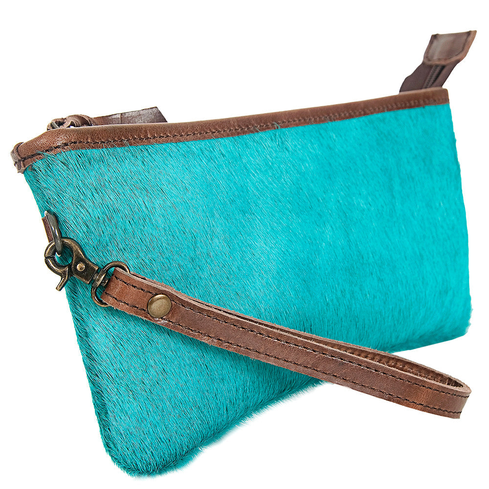 American Darling ADBG344TRQ3 Wristlet Embossed Genuine Leather Women Bag Western Handbag Purse