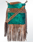 American Darling Messenger Hand Tooled Hair On Genuine Leather Western Women Bag Handbag Purse | Cute