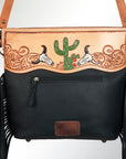 Hand Tooled Saddle Blanket Leather Western Clutch For Women