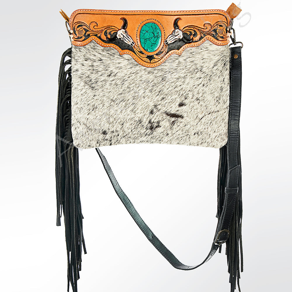 Hand Tooled Saddle Blanket Leather Western Clutch For Women