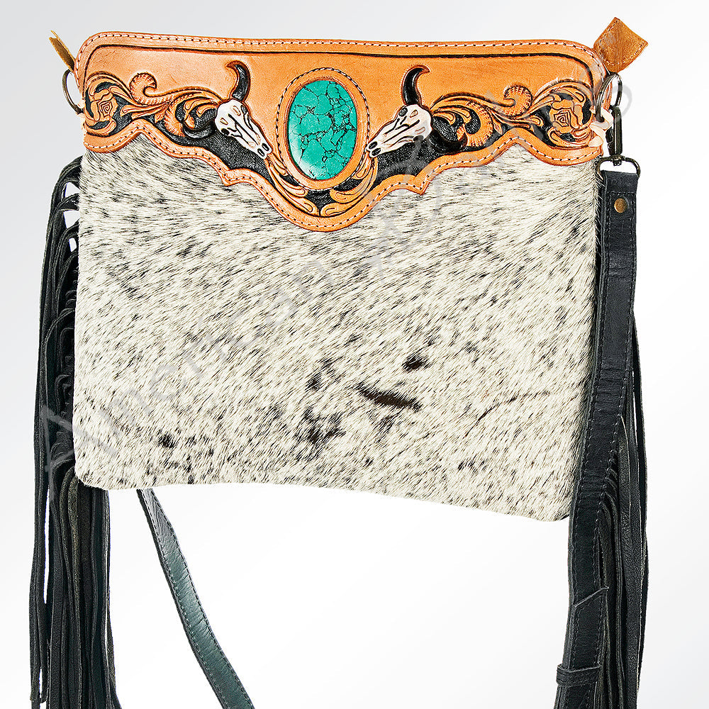 Hand Tooled Saddle Blanket Leather Western Clutch For Women