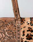 American Darling ADBG502ABRAH Tote Hand Tooled Hair-On Genuine Leather Women Bag Western Handbag Purse