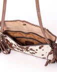 American Darling ADBGD106BRWBR Envelope Hand Tooled Hair On Genuine Leather Women Bag Western Handbag Purse