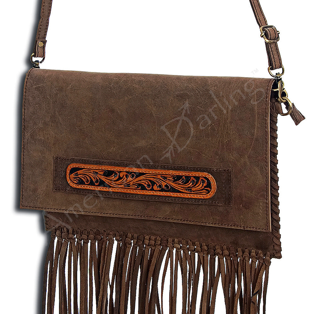 American Darling ADBGD116 Envelope Hand Tooled Genuine Leather Women Bag Western Handbag Purse