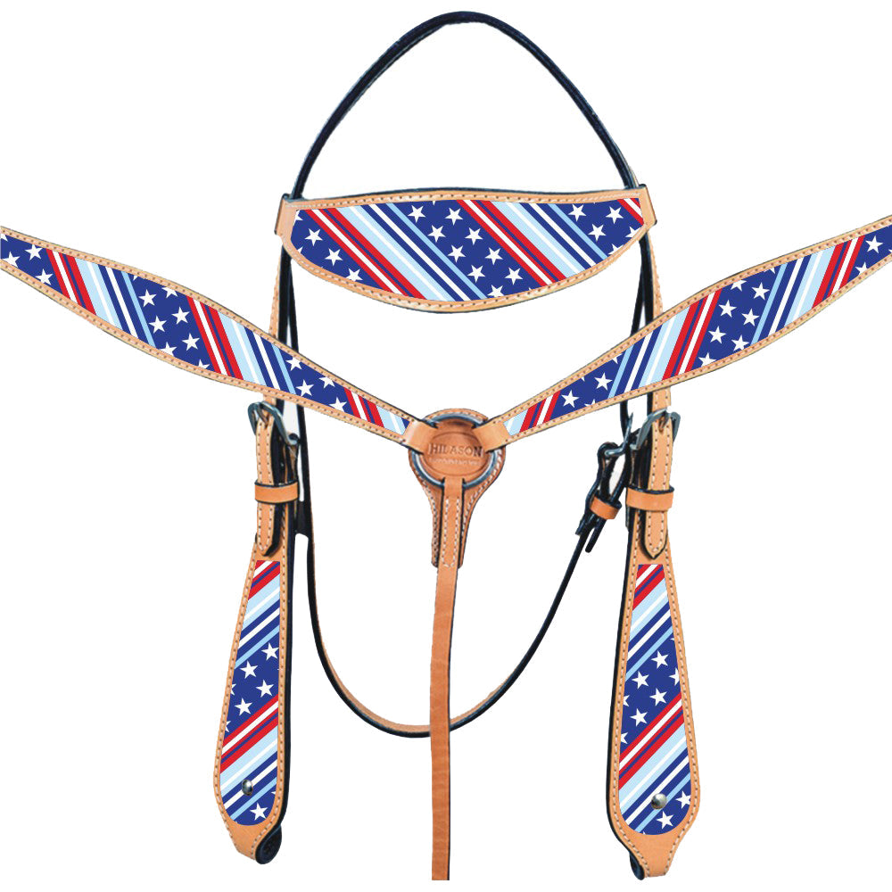 Western Horse Headstall Breast Collar Set American Leather Hilason