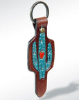 American Darling ADKR145 Hand Tooled Carved Genuine Leather Keyring