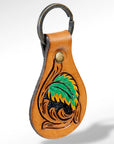 American Darling ADKR148 Hand Tooled Carved Genuine Leather Keyring