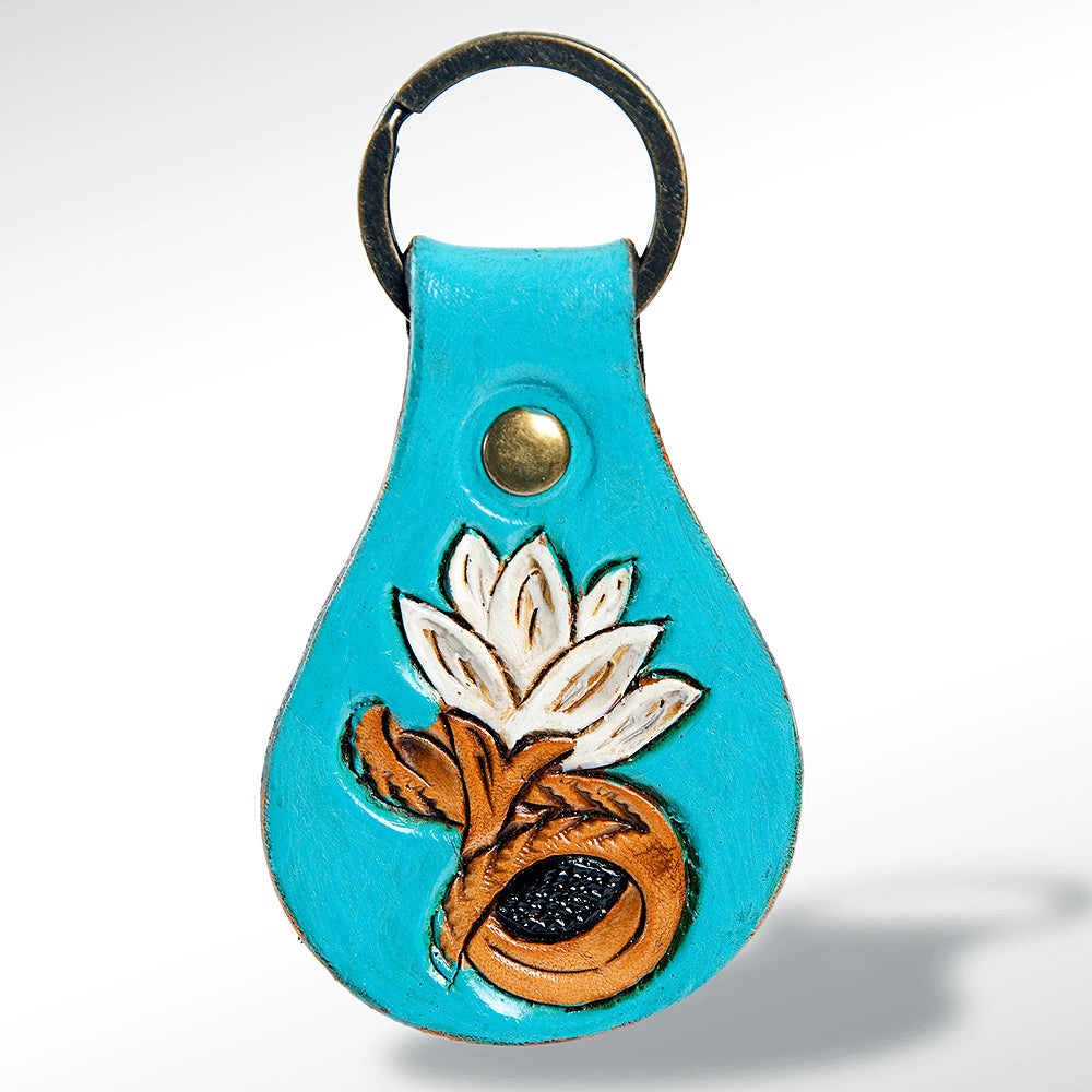 American Darling ADKR156 Hand Tooled Carved Genuine Leather Keyring