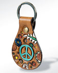 American Darling ADKR158 Hand Tooled Carved Genuine Leather Keyring