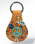 American Darling ADKR158 Hand Tooled Carved Genuine Leather Keyring