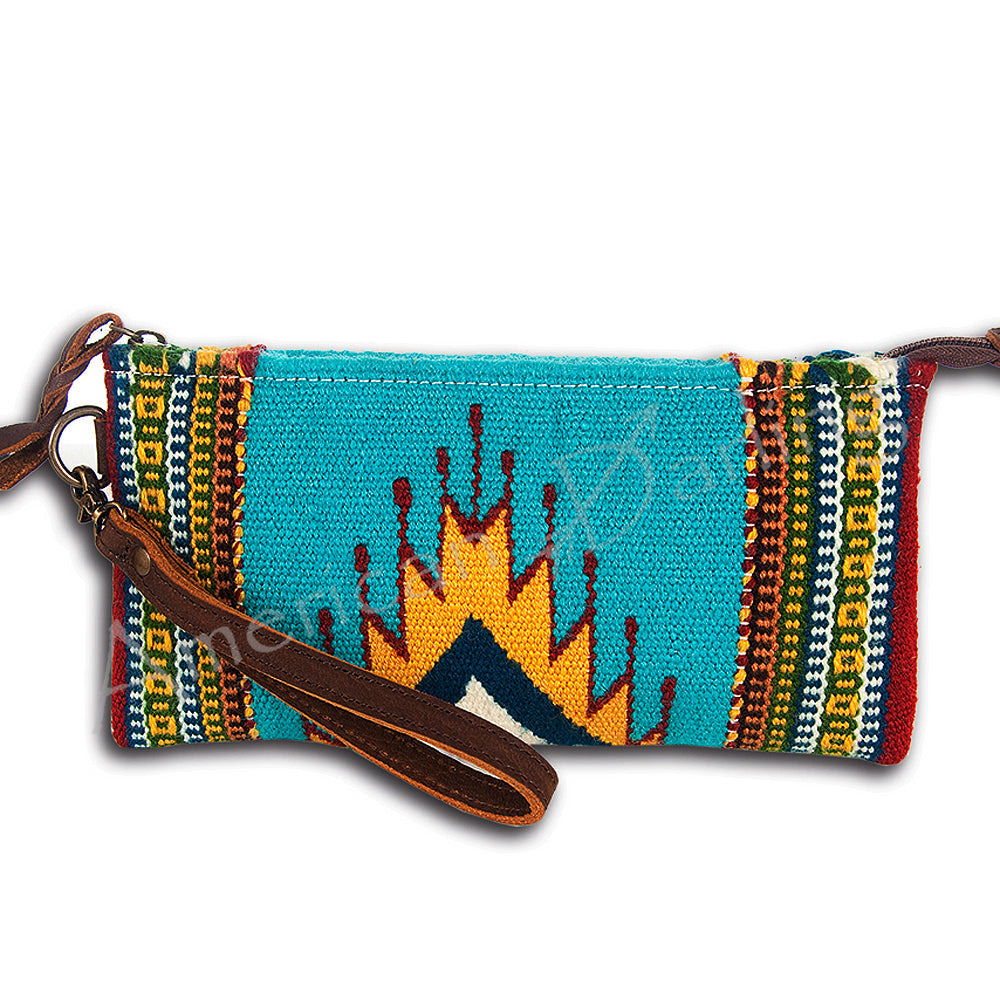 American Darling ADBG344C Wristlet Saddle Blanket Genuine Leather Women Bag Western Handbag Purse