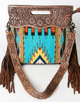 American Darling ADBG496A Clutch Hand Tooled Saddle Blanket Genuine Leather Women Bag Western Handbag Purse