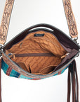 American Darling ADBG496A Clutch Hand Tooled Saddle Blanket Genuine Leather Women Bag Western Handbag Purse