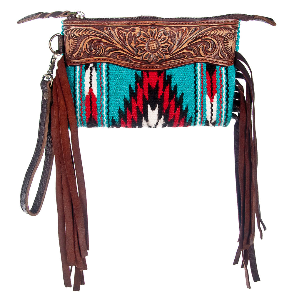 American Darling ADBGZ179 wristlet Hand Tooled Saddle Blanket Genuine Leather Women Bag Western Handbag Purse