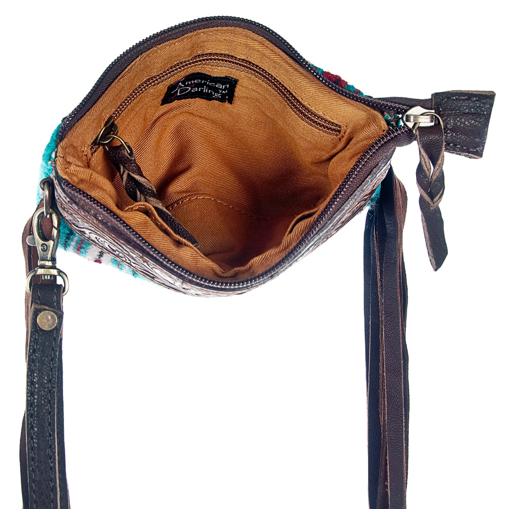 American Darling ADBGZ179 wristlet Hand Tooled Saddle Blanket Genuine Leather Women Bag Western Handbag Purse