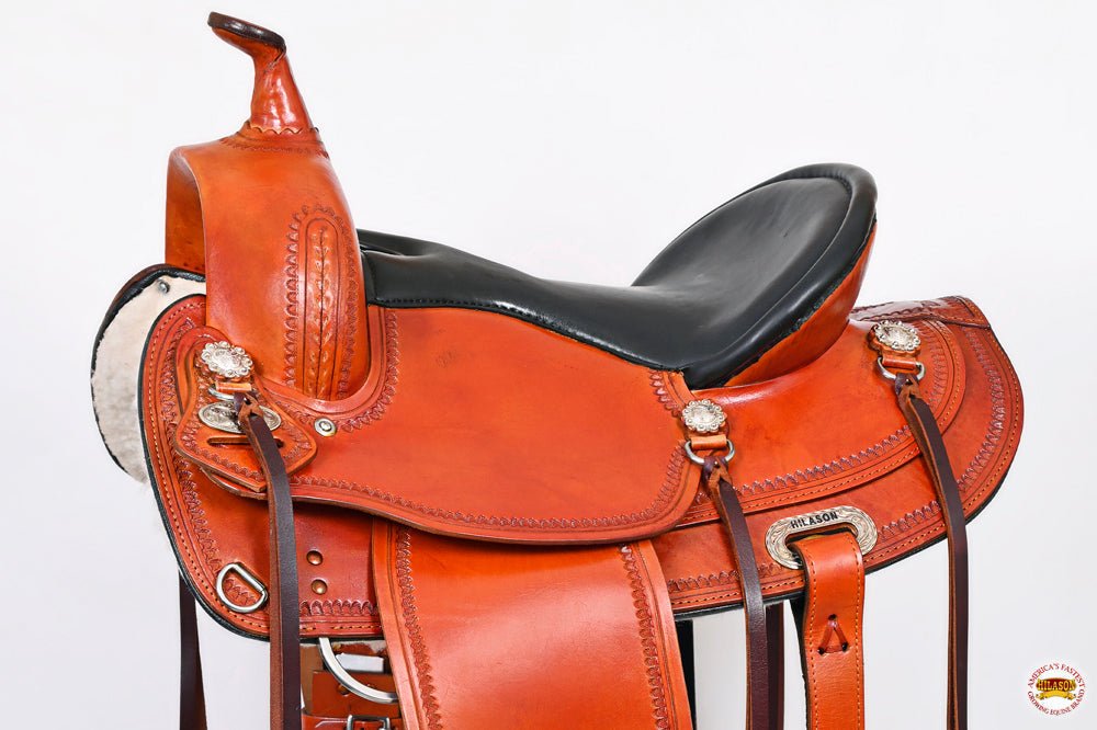 Western American Leather Horse Saddle Wide Gullet Trail Hilason