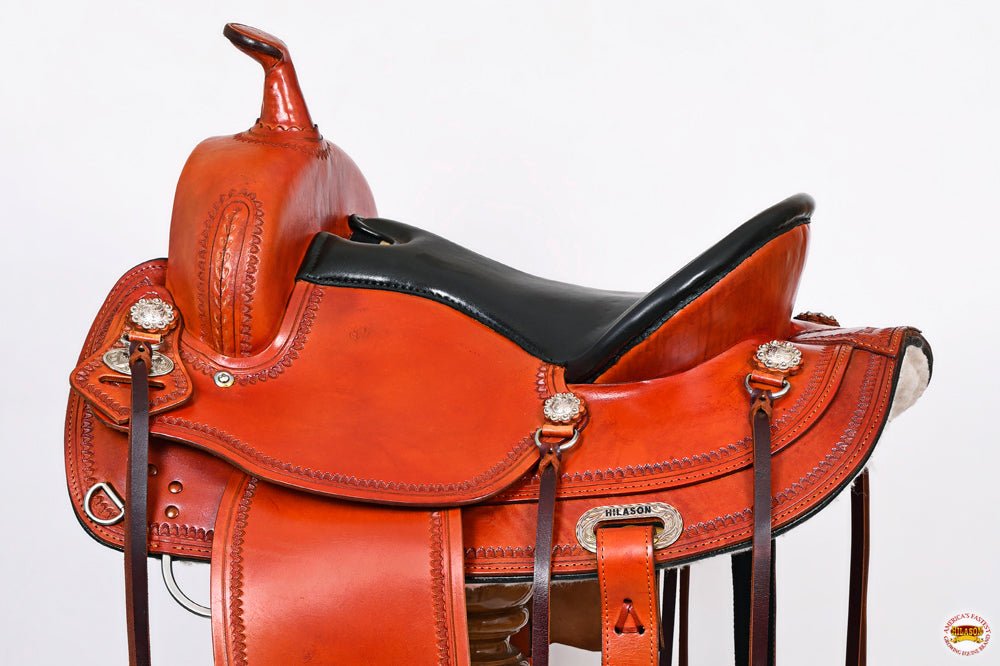 Western American Leather Horse Saddle Wide Gullet Trail Hilason